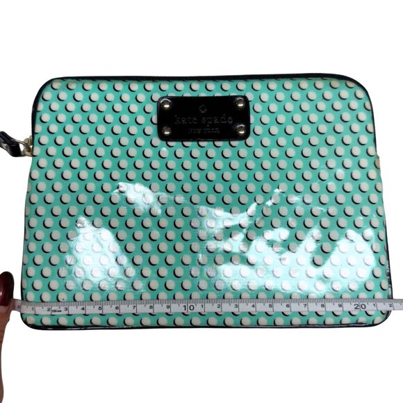 Kate Spade Tablet Case Mint Green White Polka Dots Black Trim - Picture 5 of 9